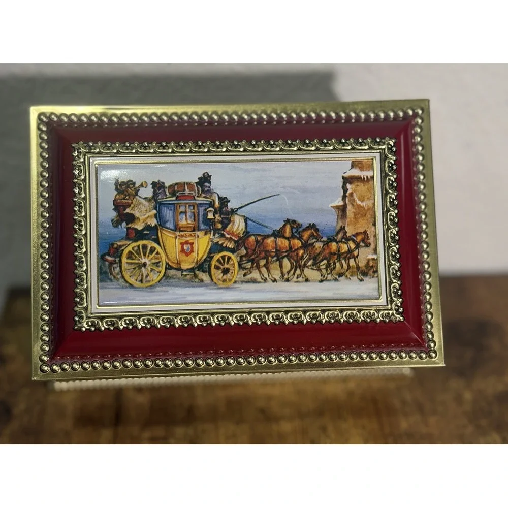 Vintage Klann Quality Embossed Tin Box - Western Germany - Ornate Carriage Scene